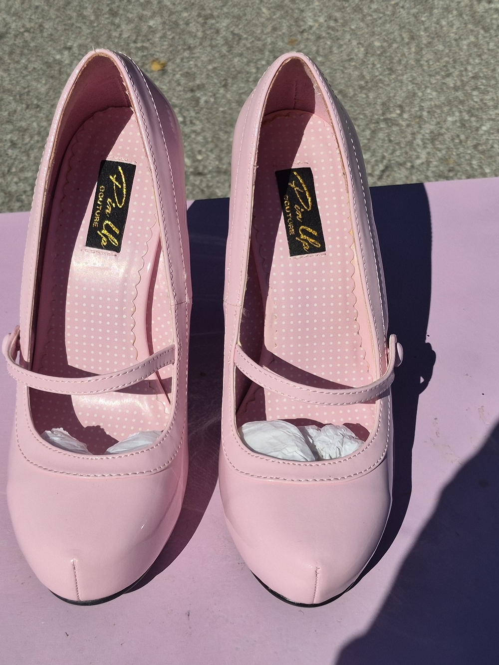 Pin Up Couture Light Pink Patent Mary Jane Heels
